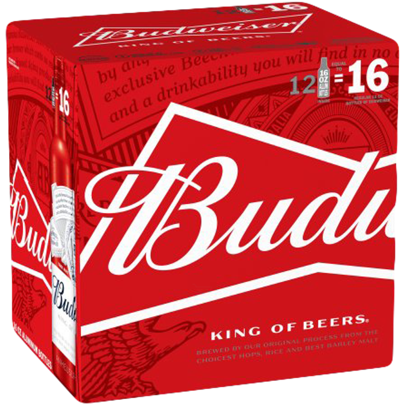 Budweiser Beer Aluminum 12 Pack 16oz Bottles