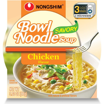 Nongshim Nong Shim Noodle Soup, Savory Bowl, Chicken Flavor 3.03oz Bowl