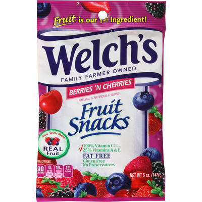 Welch's Berries And Cherries Fruit Snacks 5oz Bag