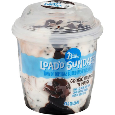 Blue Bunny Load'd Sundaes Cookie Crunch 'n Fudge Frozen Dessert Cup 8.5oz Cup