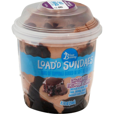 Blue Bunny Load'd Sundaes Chocolate Brownie Ice Cream 8.5oz Cup