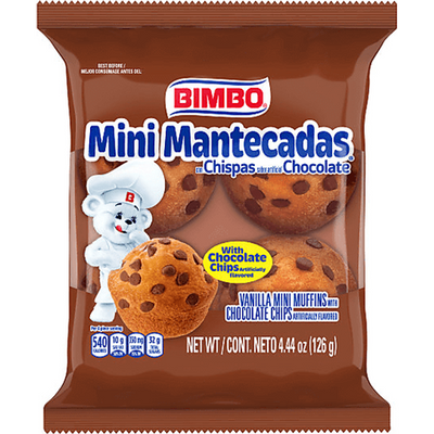 Bimbo Mini Mantecadas Vanilla Chocolate Chip Muffins 4 Pack 4.44oz