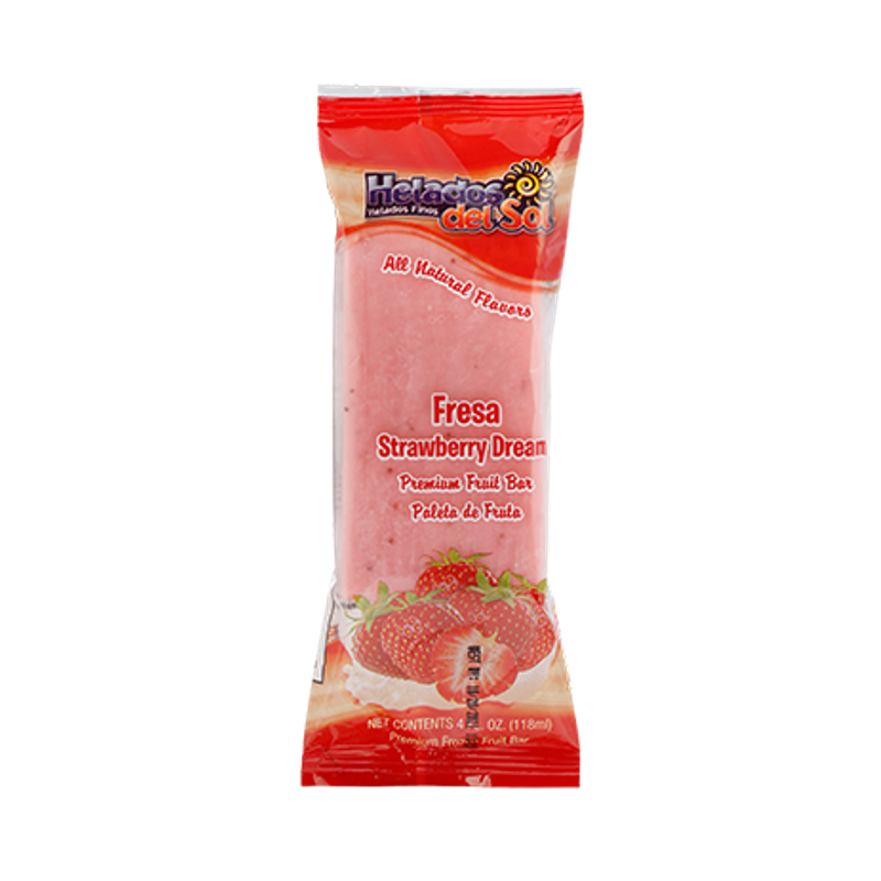 Helados del Sol Fresa Strawberry Dream Frozen Fruit Ice Cream 4oz Unit Unit