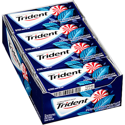 Trident Sugar Free Gum Perfect Peppermint - with Xylitol 26.6g Box