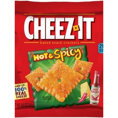 Cheez-It Baked Snack Crackers Hot & Spicy - Grab n' Go 3 oz Bag