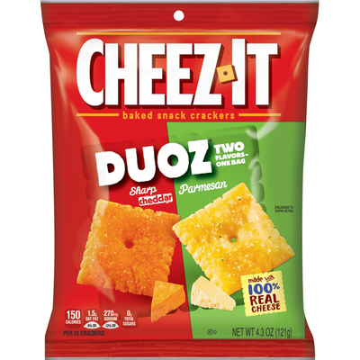 Cheez-It Duoz Baked Snack Crackers Sharp Cheddar - Parmesan 4.3 oz Bag