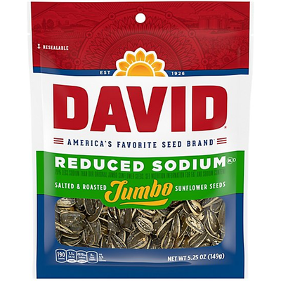 David Sunflower Seeds Jumbo - Roasted & Salted -  Reduced Sodium 5.25 oz Bag