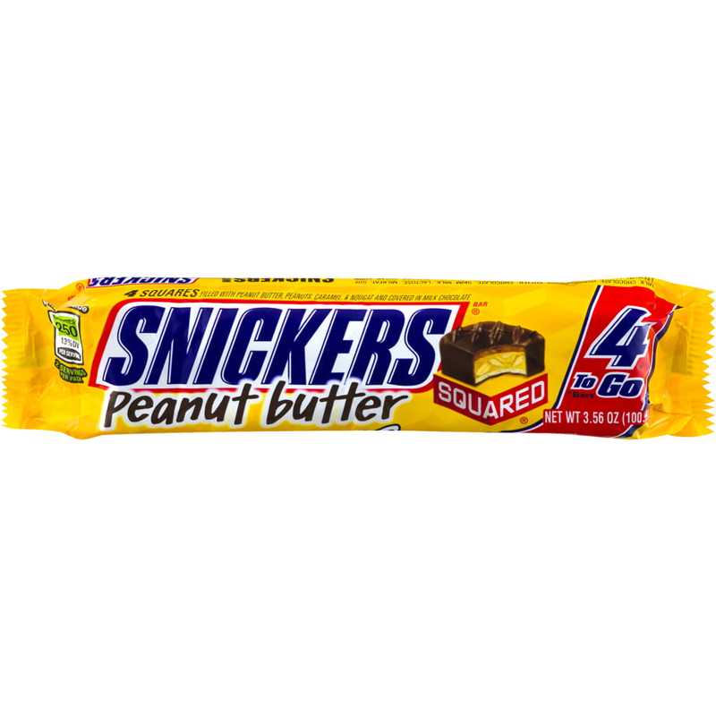 Snickers Candy Bar Peanut Butter - Squared - 4 to Go - Twist to Close 3.56 oz