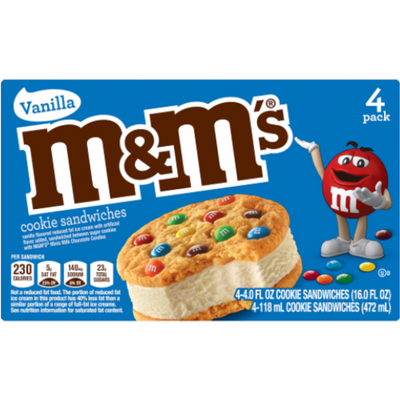 M&M's Vanilla Ice Cream Cookie Sandwich 4 oz