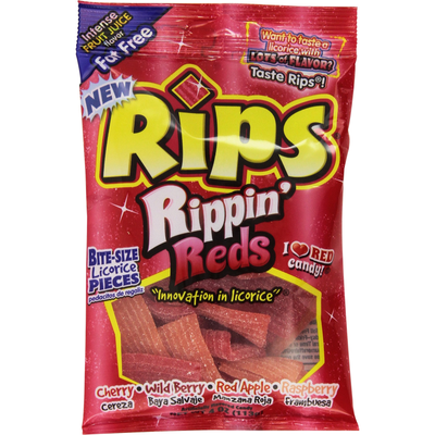 Rips Rippin Reds Licorice Candy 4oz Bag