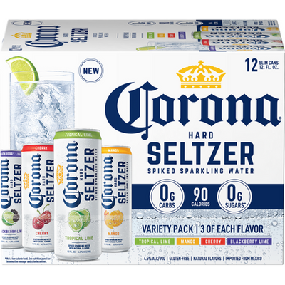 Corona Hard Seltzer Gluten Free Original Variety Pack 1 Spiked Sparkling Water 24x 12 oz cans (5% ABV)