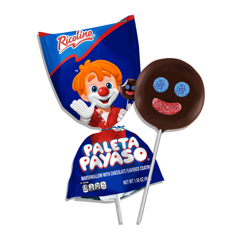 Ricolino Paleta Payaso Chocolate Flavor Marshmallow 5oz Count