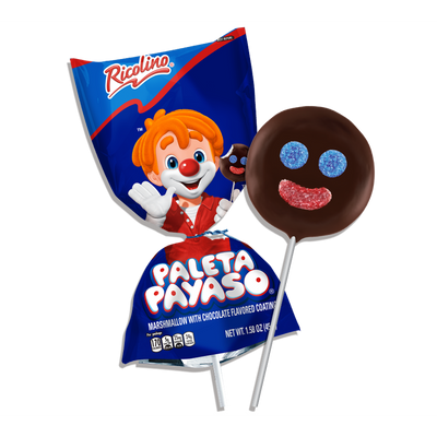 Ricolino Paleta Payaso Chocolate Flavor Marshmallow 5oz Count