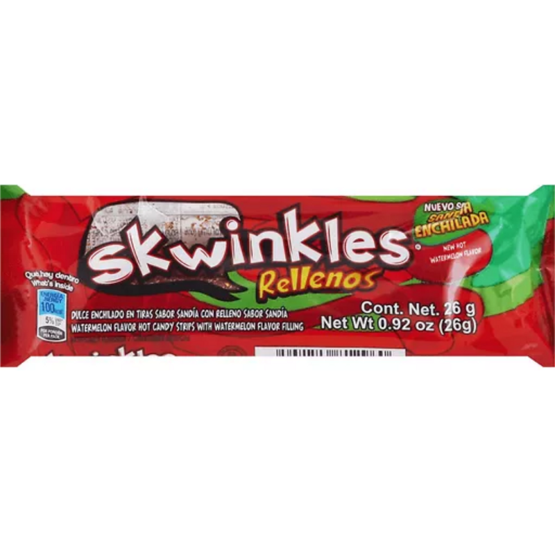 Skwinkles Rellenos Sandía Enchilada Hot Watermelon Filled Candy Strips 26g