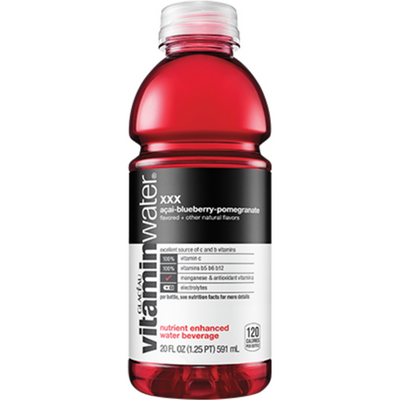 Glaceau Vitamin Water Nutrient Enhanced Water Beverage XXX - Acai-Blueberry-Pomegranate 20 oz Bottle