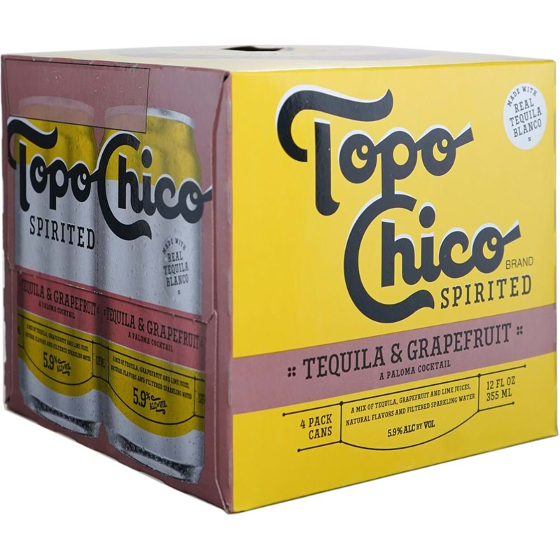 Topo Chico Spirited Tequila & Grapefruit Cocktail 4 Pack 12oz Cans