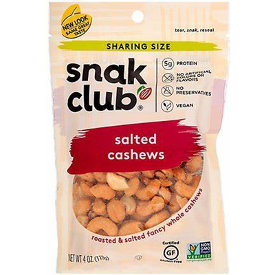 Snak Club Salted Cashews 4oz Count